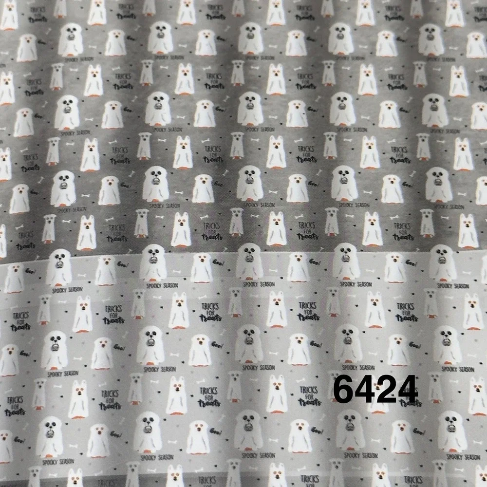 Halloween Ghost Dog Shower Curtains 72x72 Set of 2 Tricks for Treats New Spooky